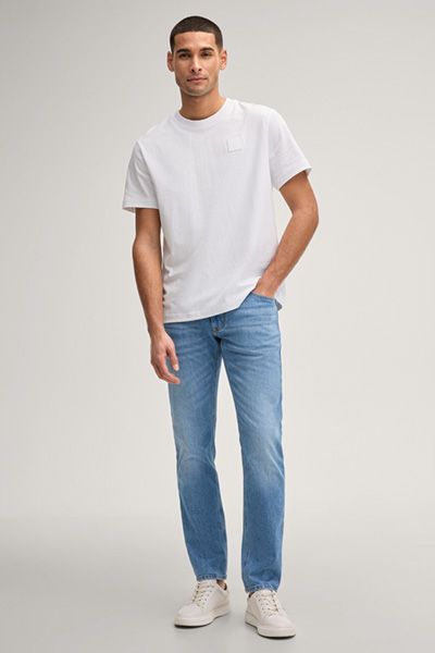 Joop! Jeans Herren Weißes Lei Baumwoll T-Shirt mit Patch