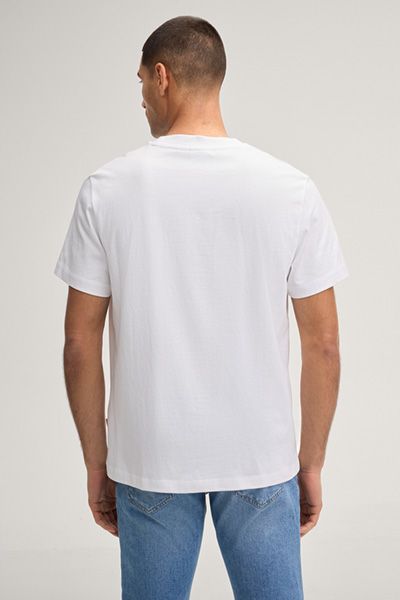 Joop! Jeans Herren Weißes Lei Baumwoll T-Shirt mit Patch