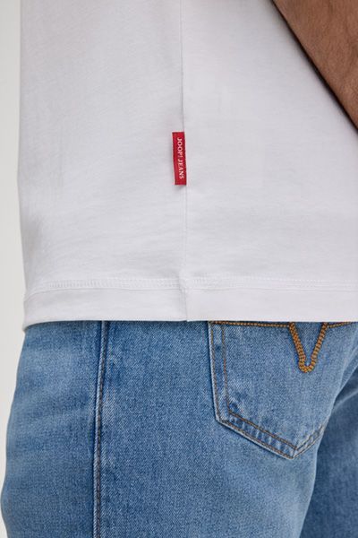Joop! Jeans Herren Weißes Lei Baumwoll T-Shirt mit Patch