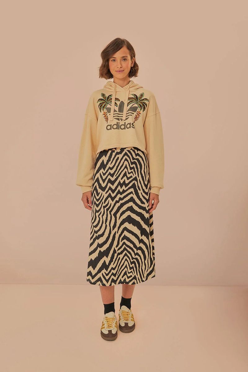 Kurzer Kapuzenpullover mit tropischem Print