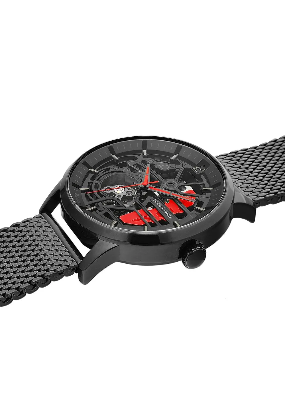 Herrenuhr mit schwarzem Skelett-Zifferblatt