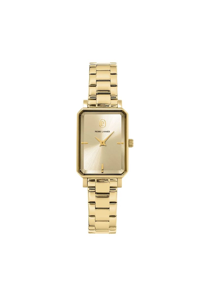Elegante, rechteckige Armbanduhr in Goldton