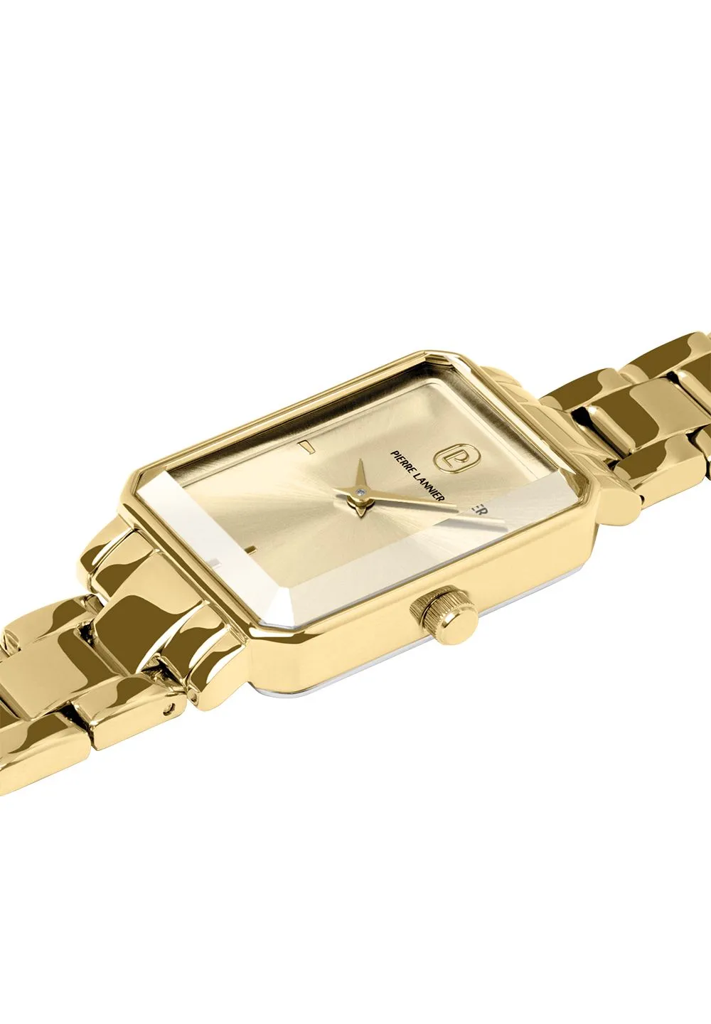 Elegante, rechteckige Armbanduhr in Goldton