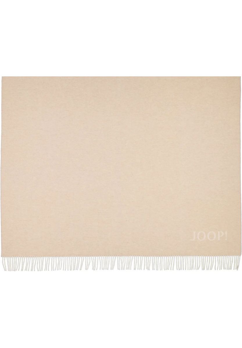 Beige Wolle-Kaschmir-Decke mit Fransen