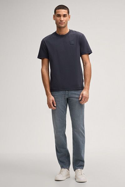JOOP! Jeans Marineblaues Baumwoll-T-Shirt mit Logo-Patch
