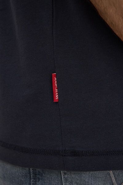 JOOP! Jeans Marineblaues Baumwoll-T-Shirt mit Logo-Patch