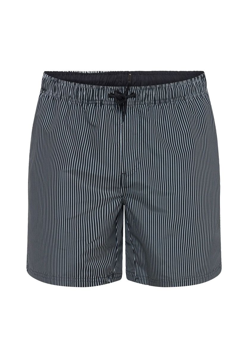 Gestreifte Badeshorts mit Kordelzug