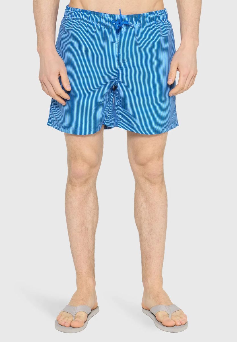Herren Badeshorts mit Streifen und Kordelzug