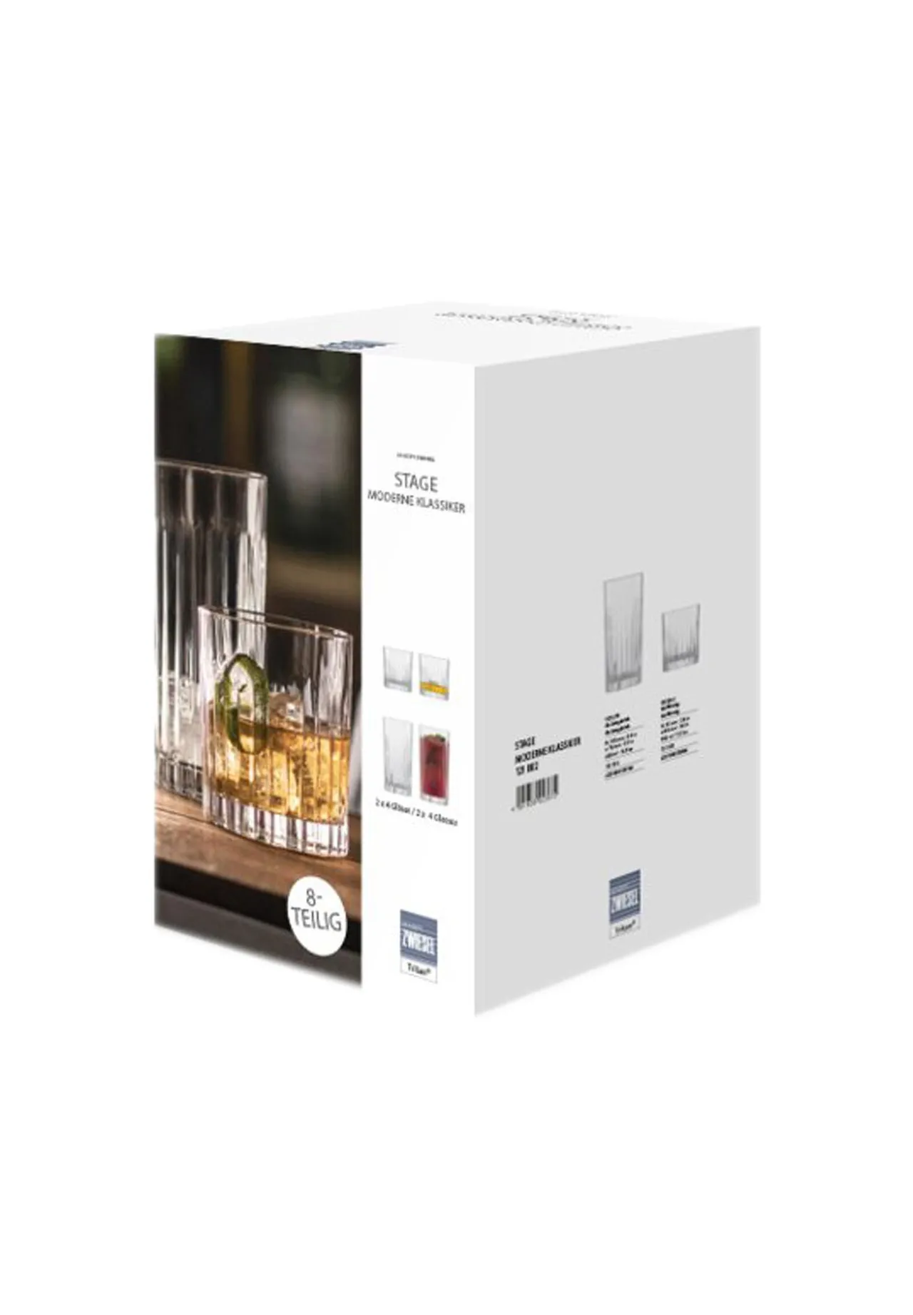 SCHOTT ZWIESEL Longdrink- und Whiskey-Set "Stage", 8er-Set, transparent