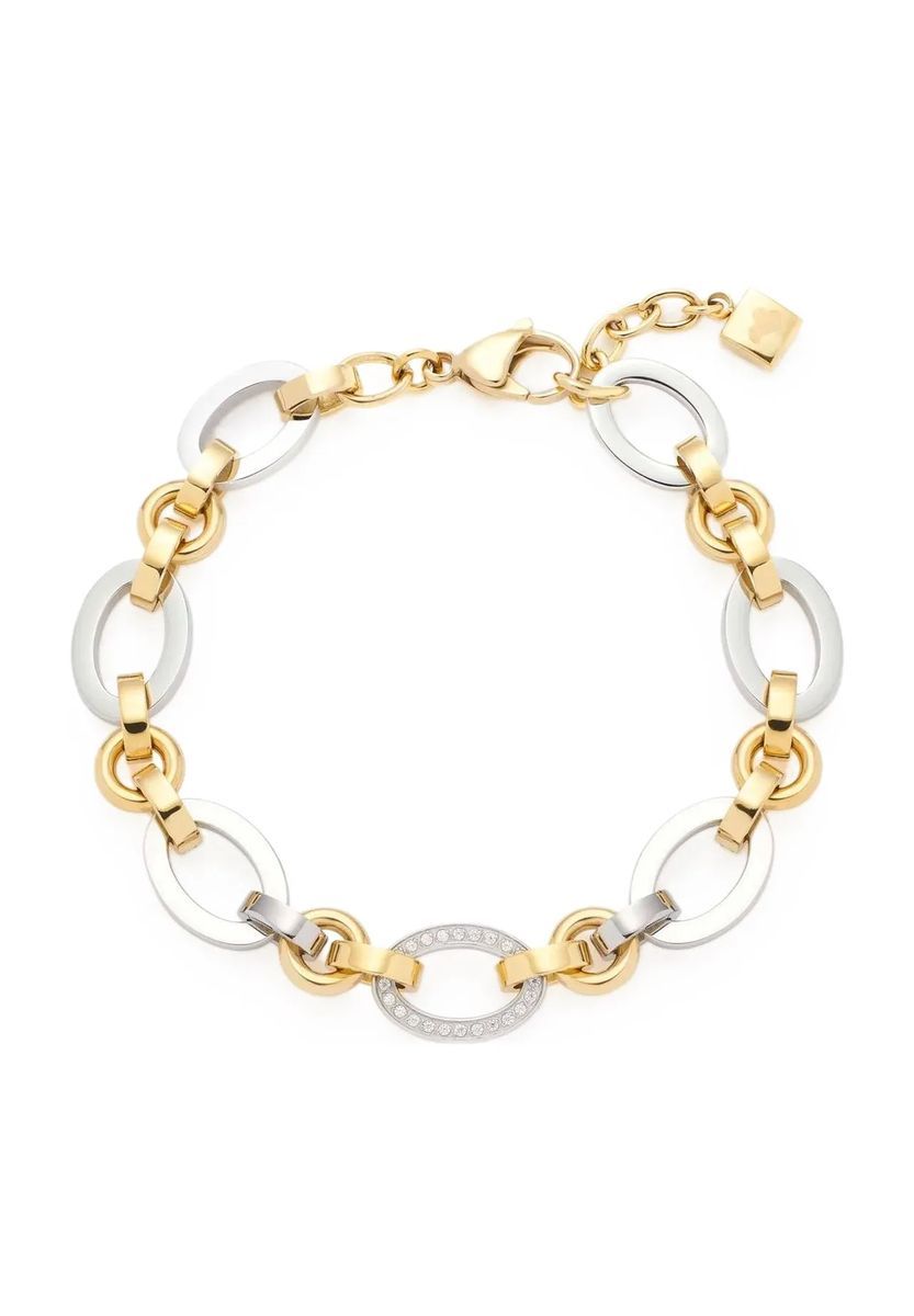 Zweifarbiges Gliederarmband mit Zirkonia