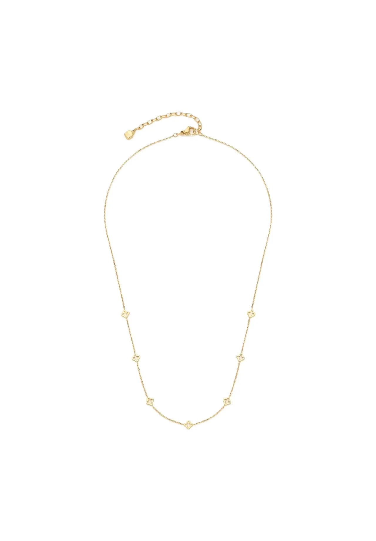 Zarte Halskette mit Klee-Anhängern in Gold