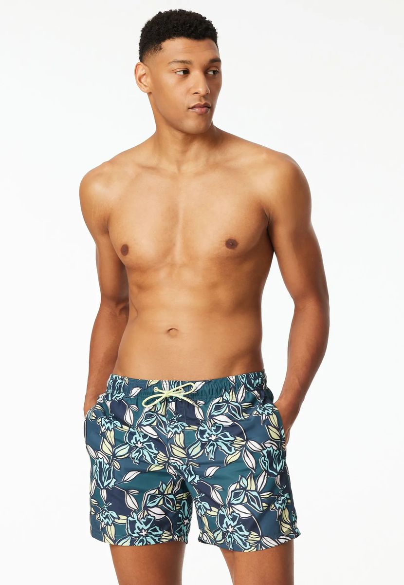 Gemusterte Herren Badeshorts mit Kordelzug