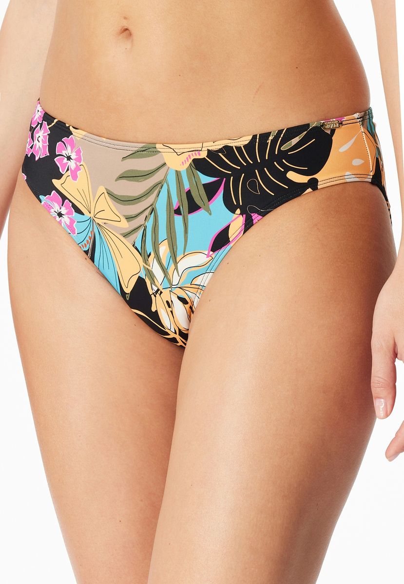 Bikinihose mit Blumendruck, mittelhoch
