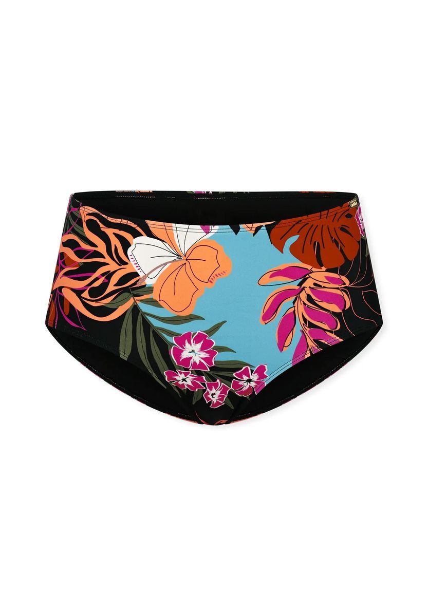 Hoch taillierte Bikinihose mit Blumendruck