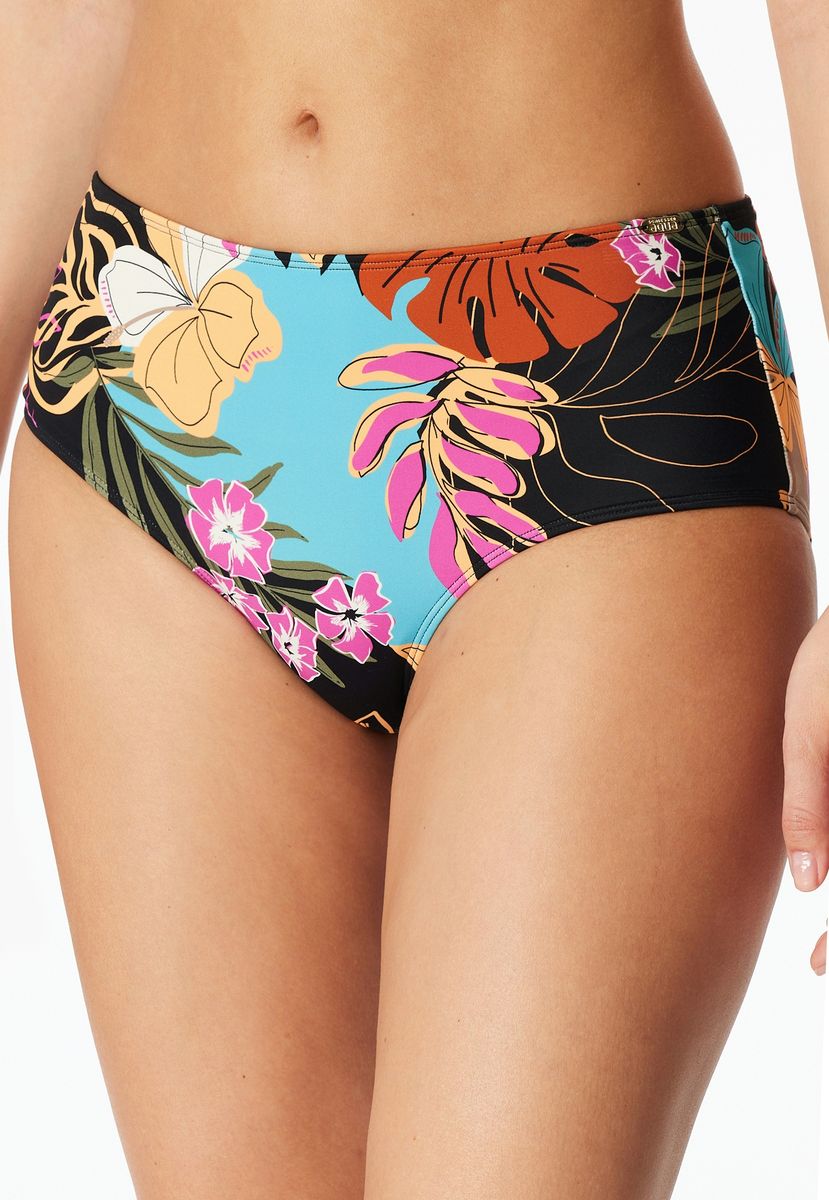 Hoch taillierte Bikinihose mit Blumendruck
