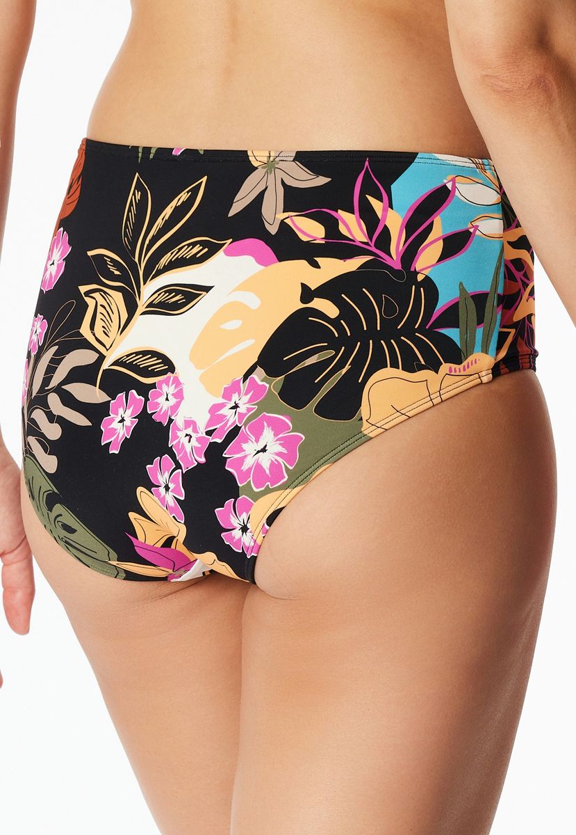 Hoch taillierte Bikinihose mit Blumendruck