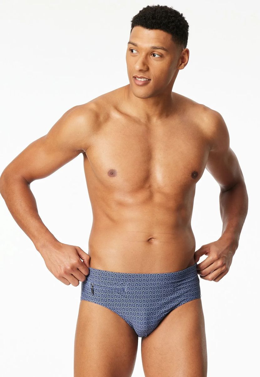 Herren Badeslip mit Print Aqua Emblem