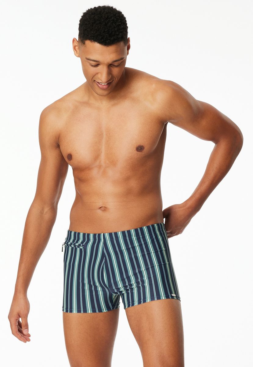 Gestreifte Badehose mit Reißverschlusstasche