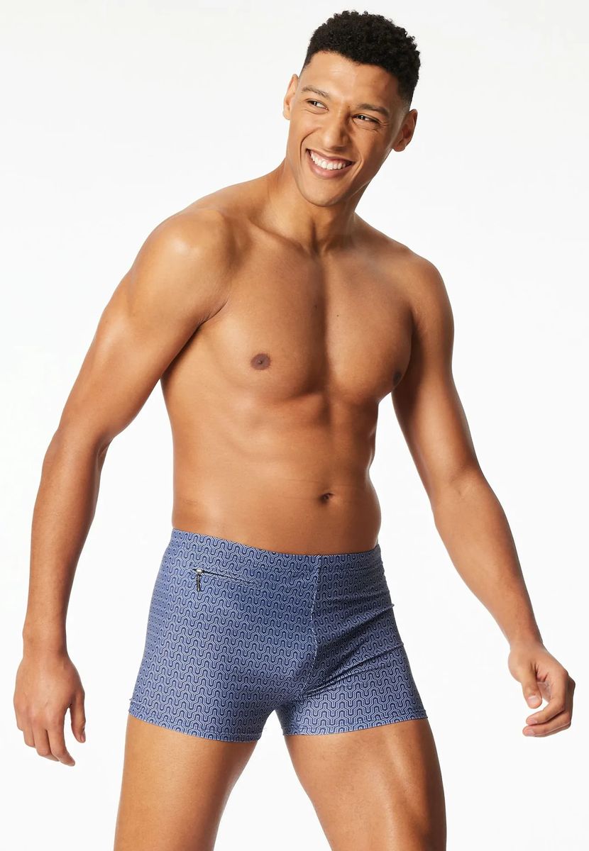 Gestreifte Badehose mit Reißverschlusstasche