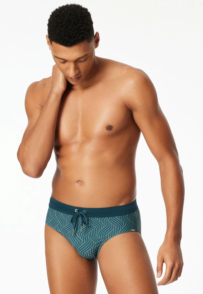 Badehose mit geometrischem Muster und Kordelzug