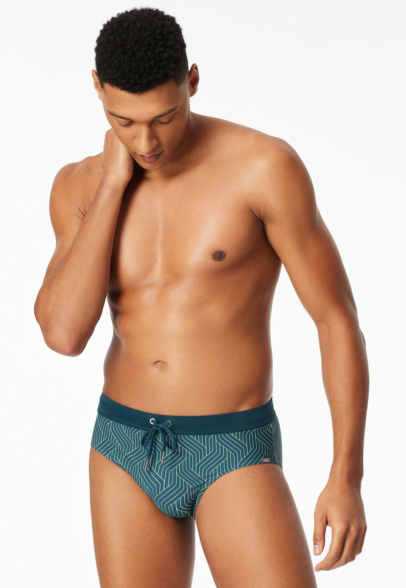 Badehose mit geometrischem Muster und Kordelzug