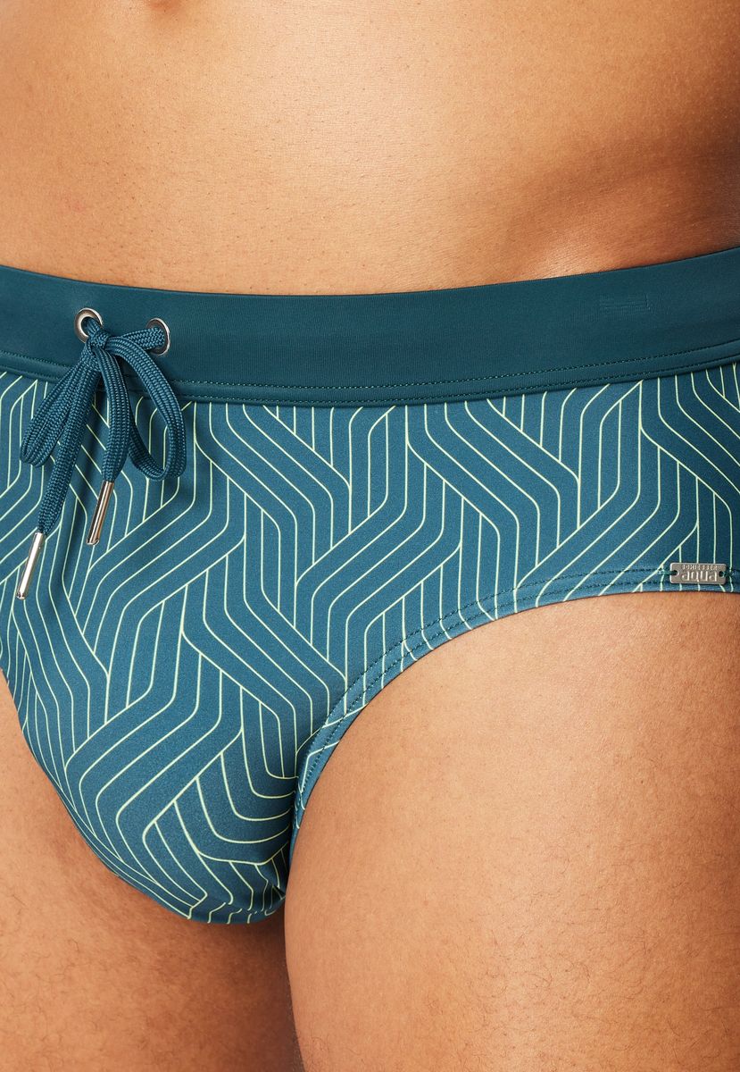 Badehose mit geometrischem Muster und Kordelzug