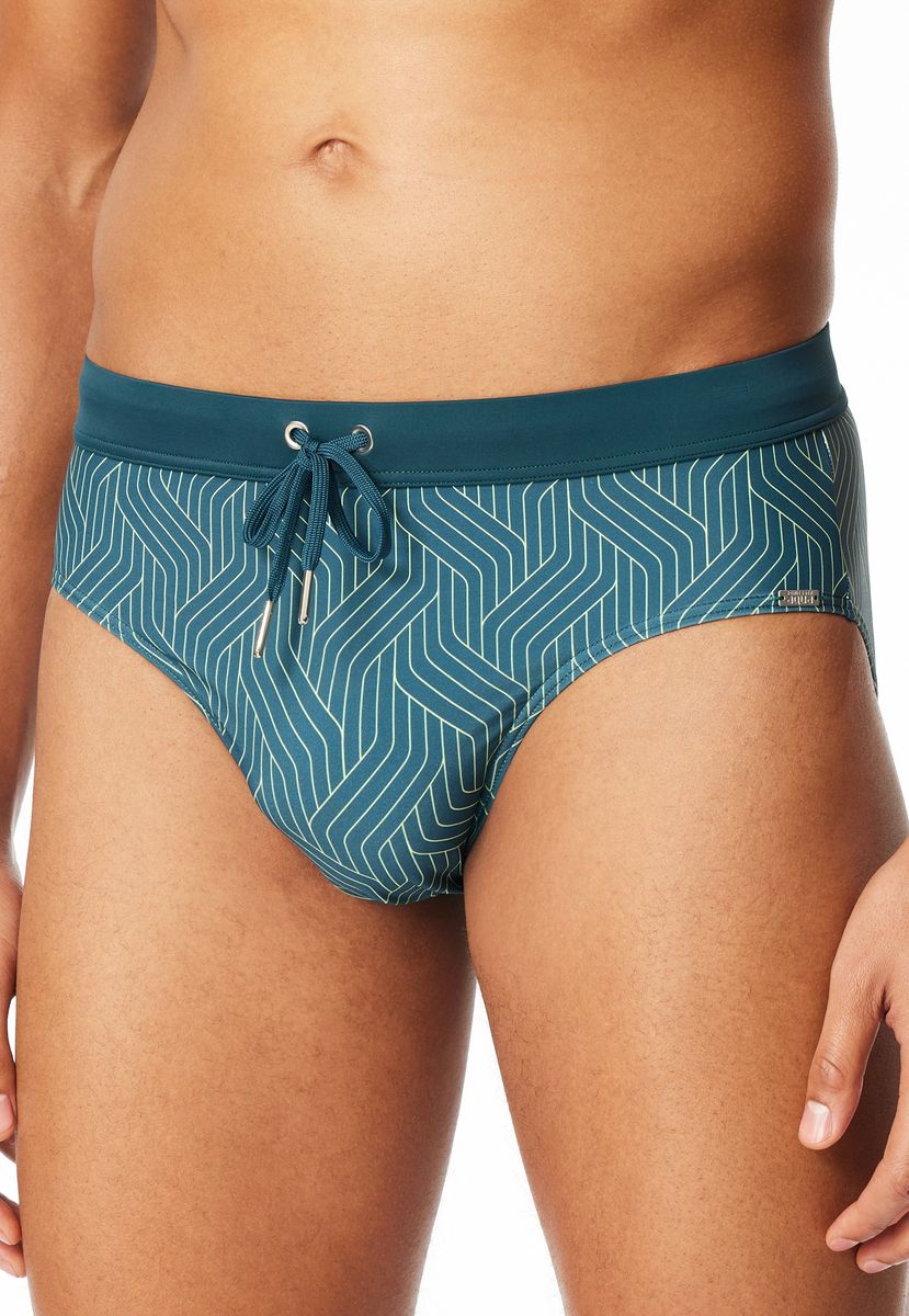 Badehose mit geometrischem Muster und Kordelzug