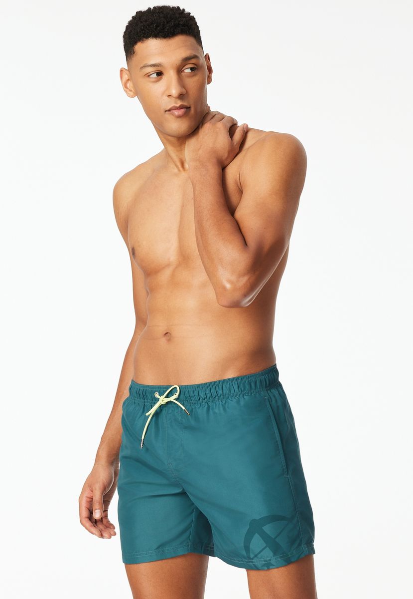 Herren Badeshorts in Petrol mit Logo
