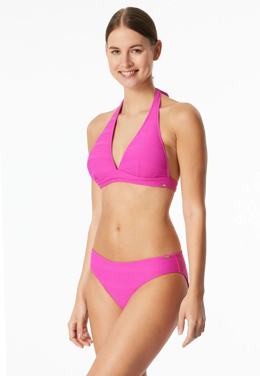 Leuchtend pinke gerippte Bikinihose