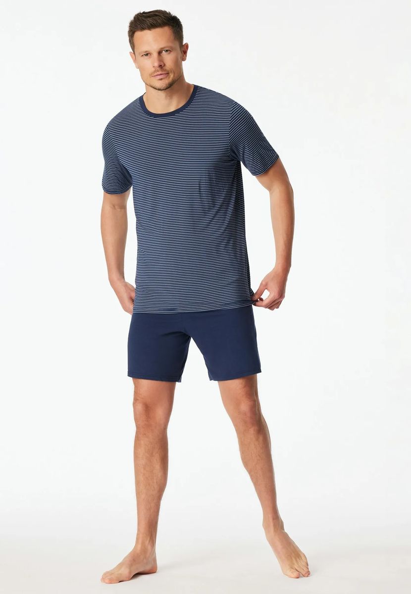 Gestreiftes Herren-Shorty-Pyjama-Set aus Jersey