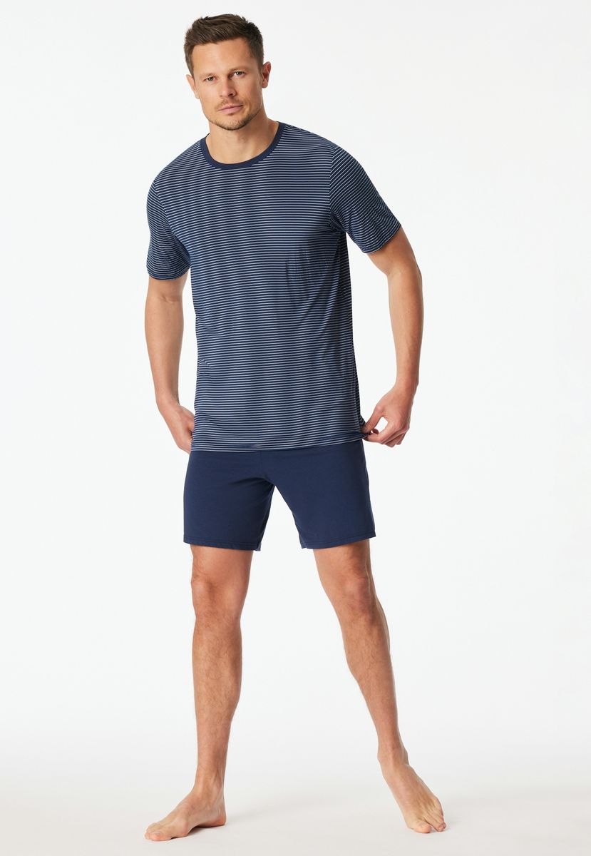 Gestreiftes Herren-Shorty-Pyjama-Set aus Jersey