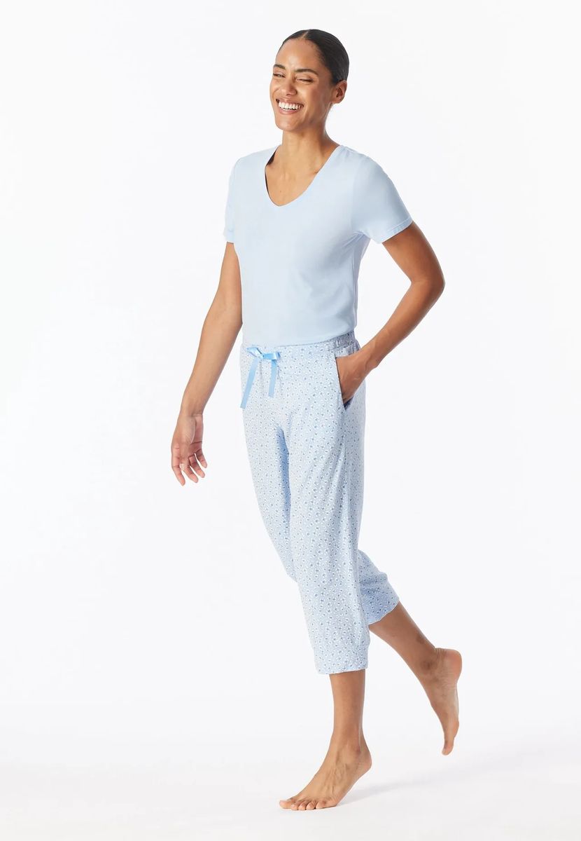 Damen Capri Schlafanzughose mit Muster