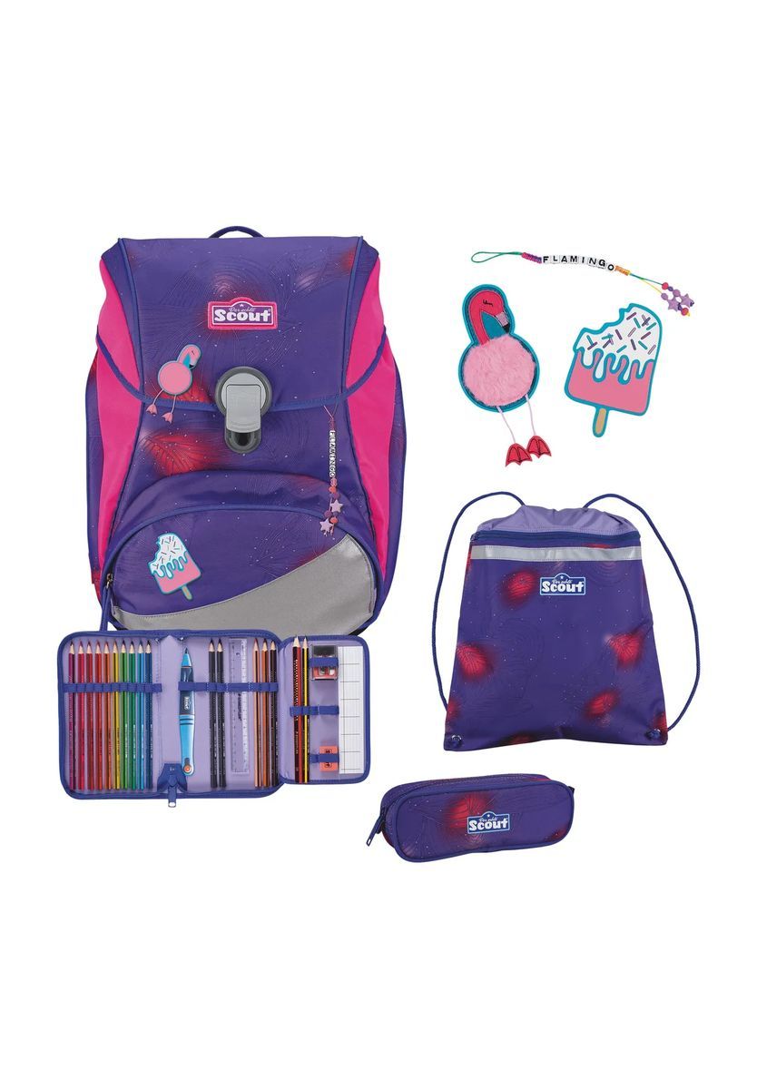 Lila Schulranzen-Set für Kinder mit Zubehör
