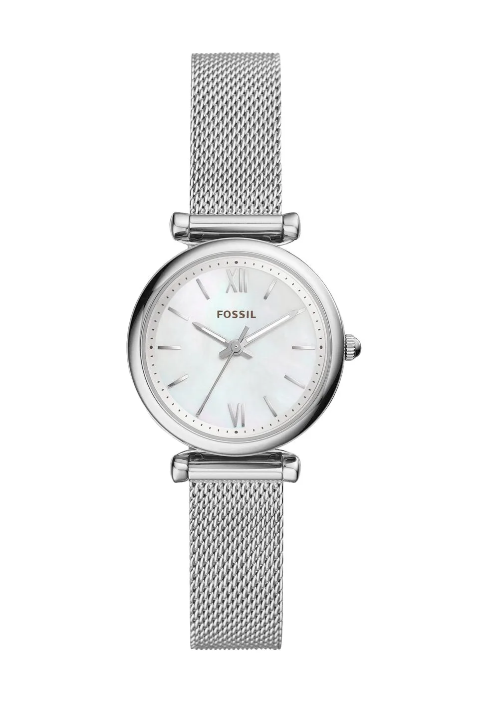 Silberne Armbanduhr mit Mesh-Armband