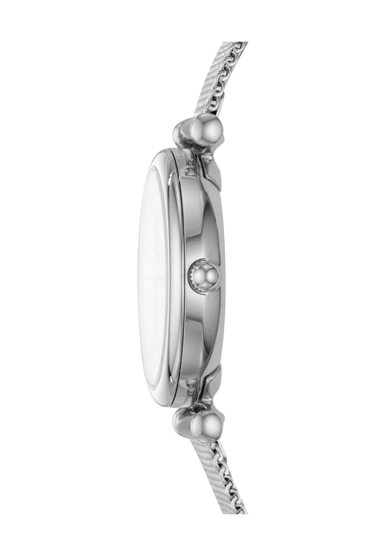 Silberne Armbanduhr mit Mesh-Armband