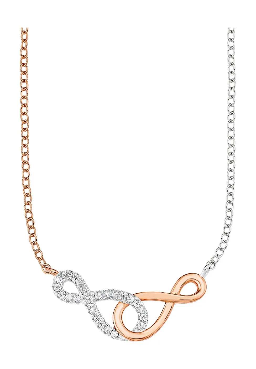 Infinity Symbol Bicolor Halskette Silber Roségold