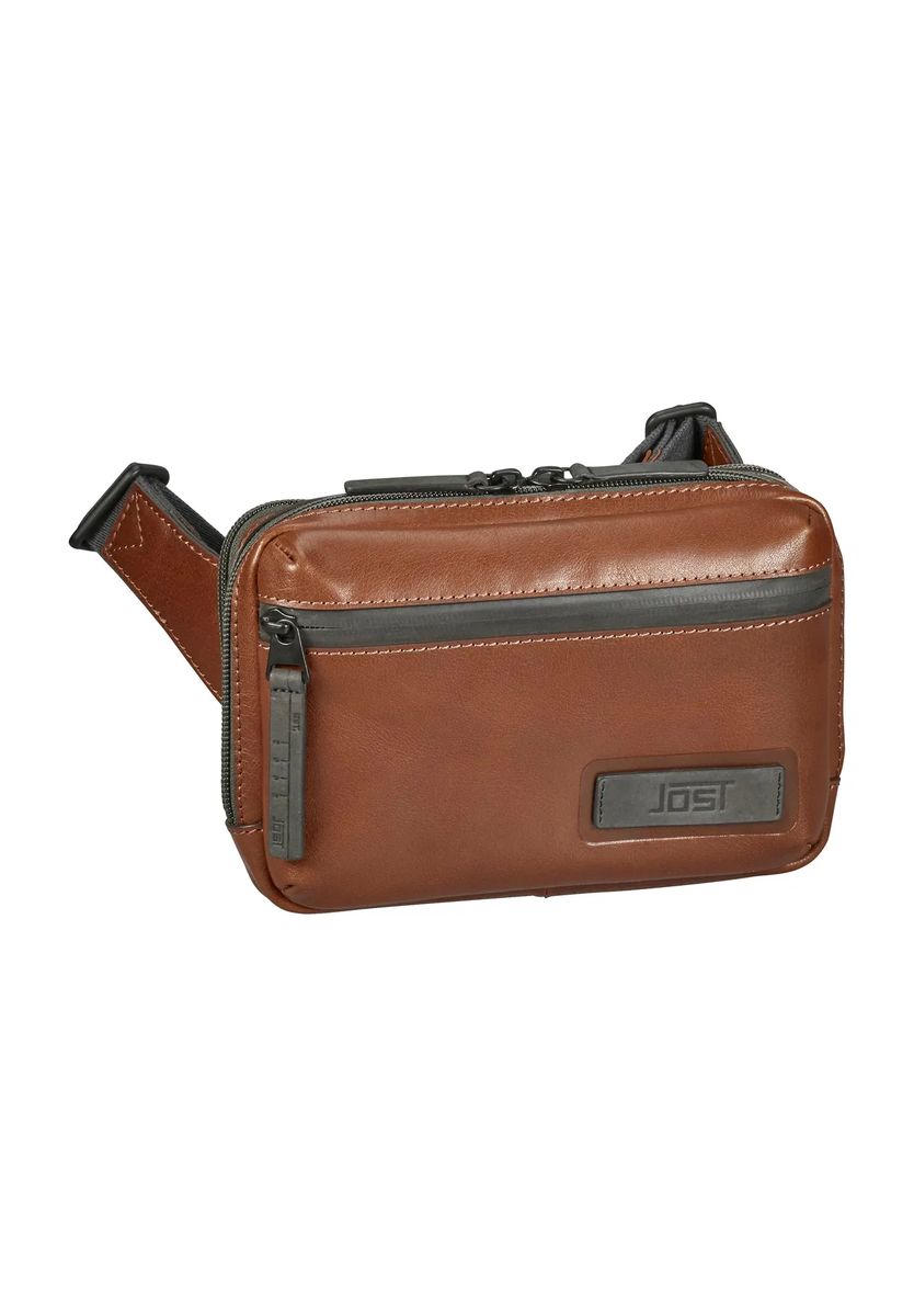 Braune Gürteltasche aus Leder mit Patch-Detail