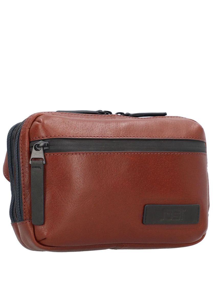 Braune Gürteltasche aus Leder mit Patch-Detail