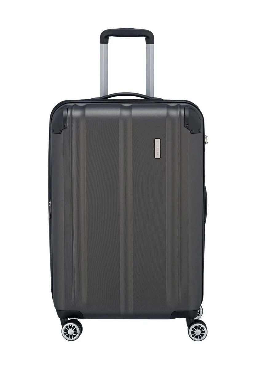 travelite 4-Doppelrollen-Trolley, Hartschale, TSA-Schloss, Innenfächer, grau