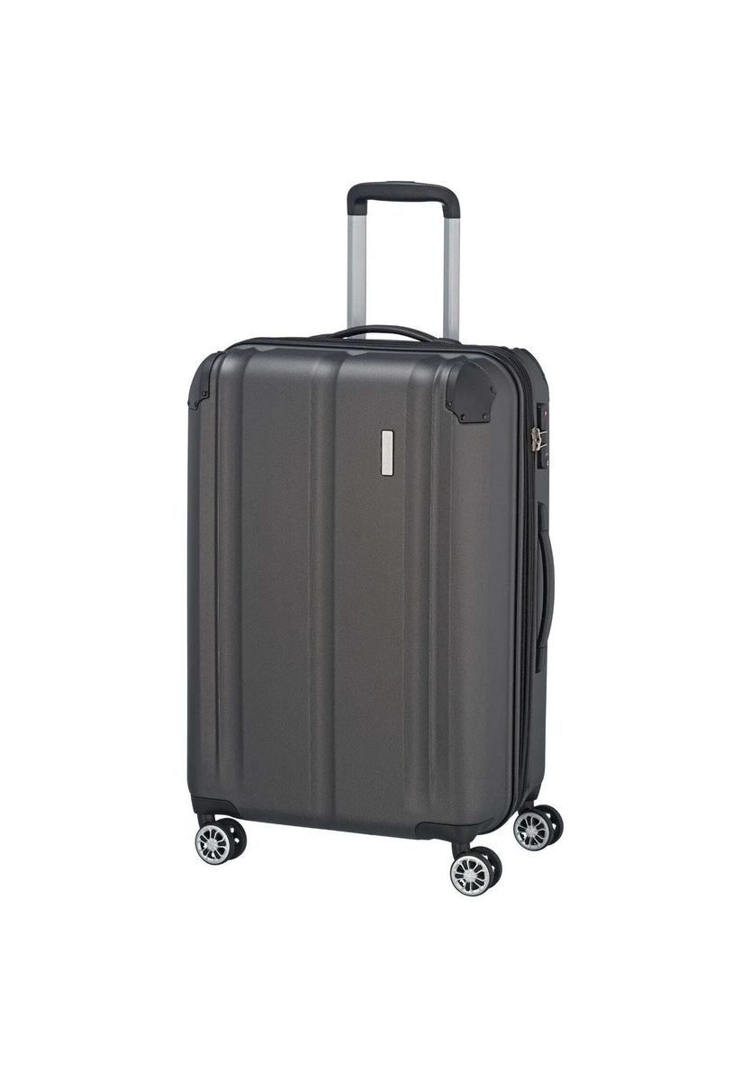 travelite 4-Doppelrollen-Trolley, Hartschale, TSA-Schloss, Innenfächer, grau