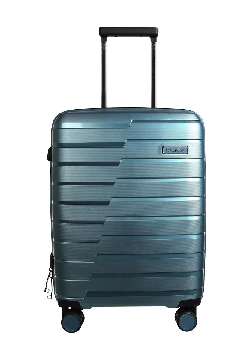 Blauer Hartschalen-Trolley mit Rollen
