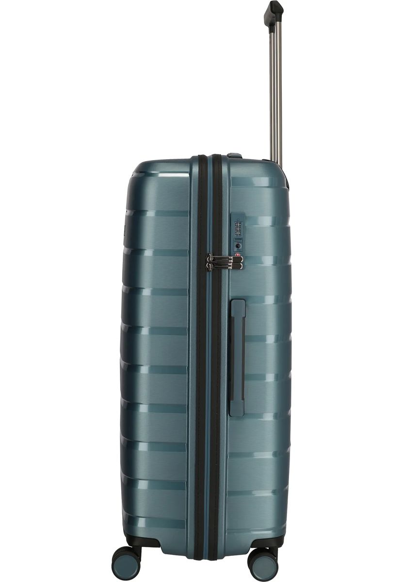 Blauer Hartschalen-Trolley mit Rollen