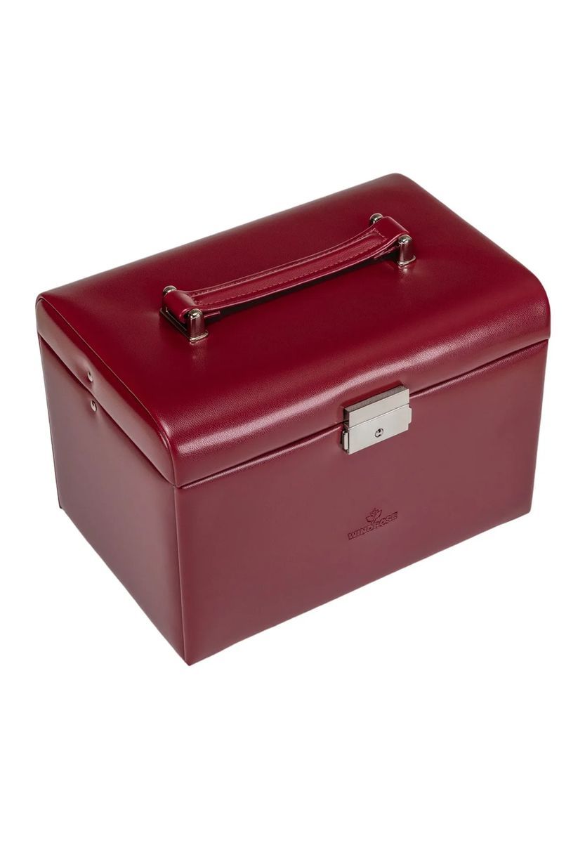Rote Schmuckaufbewahrungsbox aus Leder