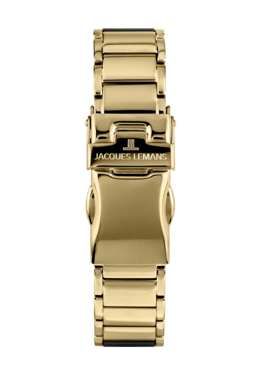 Goldfarbene und schwarze Keramik Uhr