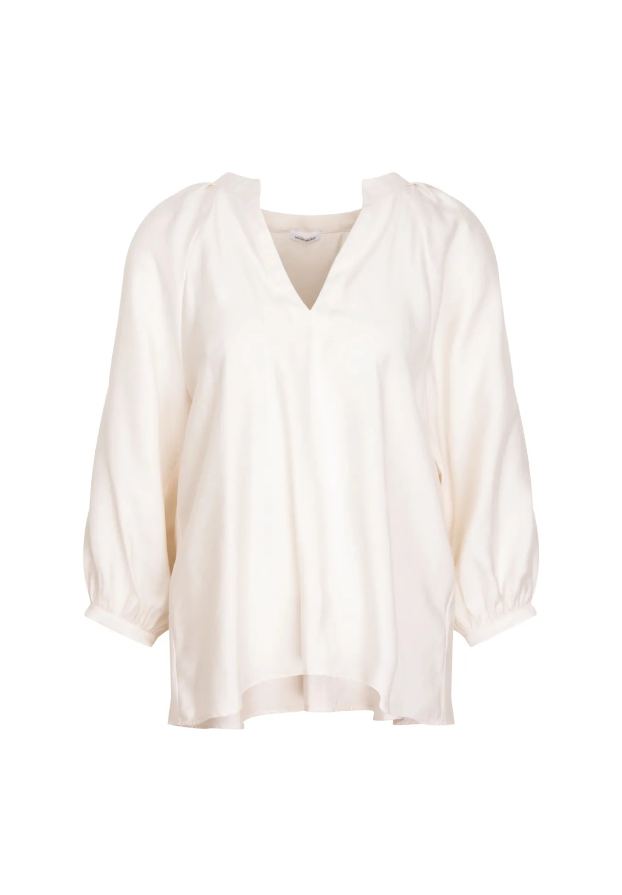Elegante beige Bluse mit V-Ausschnitt und Ärmeln