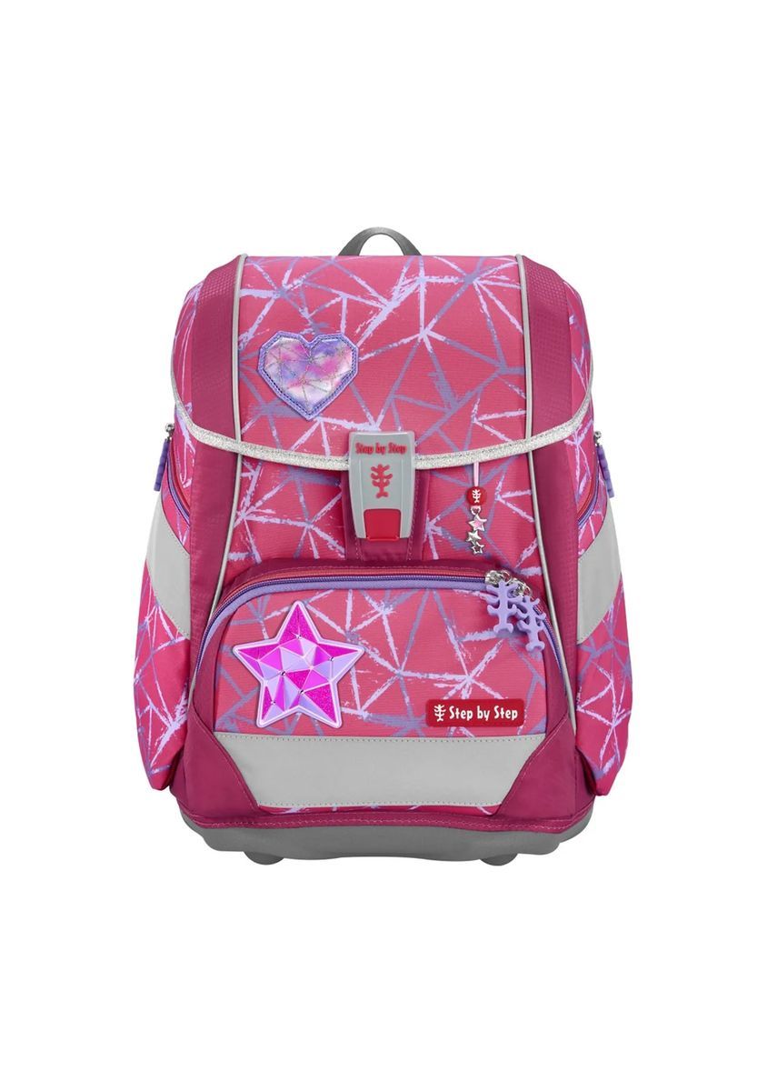 Pinkfarbenes Schulranzen-Set mit geometrischem Muster