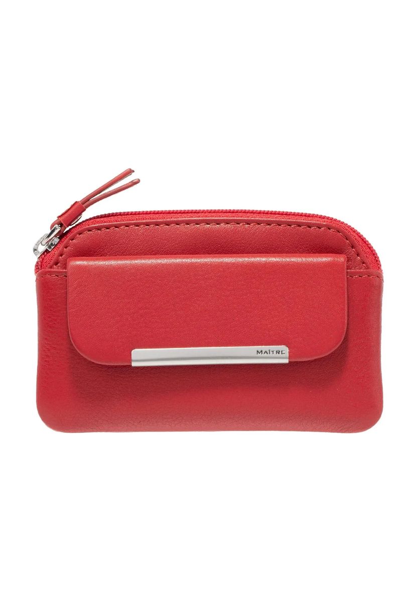Rotes Leder Münz- und Schlüsseletui