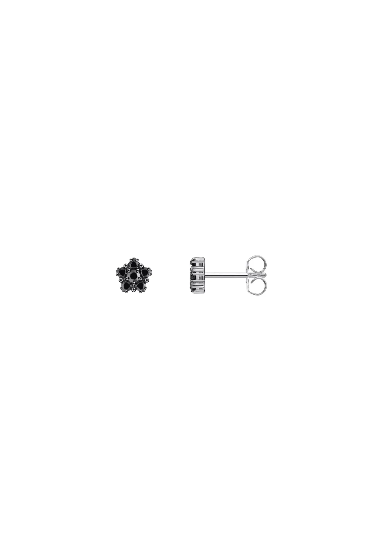 Florale Ohrstecker schwarze Zirkonia