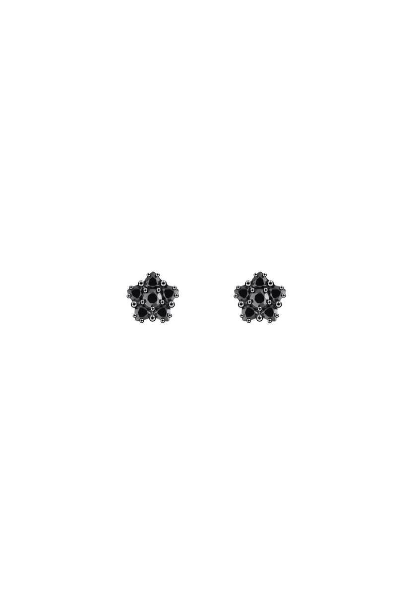 Florale Ohrstecker schwarze Zirkonia