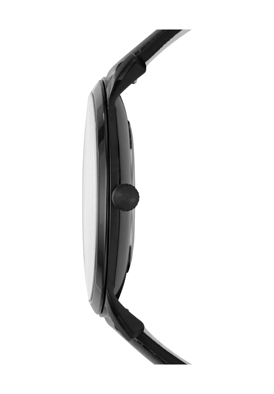 Minimalistische, komplett schwarze Armbanduhr
